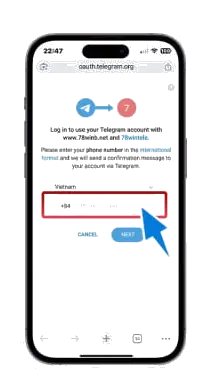 Bước 3: Nhập số điện thoại đăng ký tài khoản Telegram